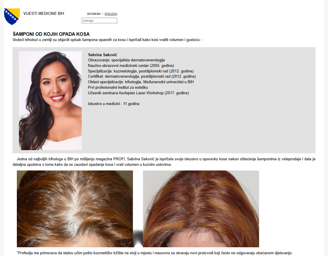 KOSSALIN ŠAMPON HAIR proizvod