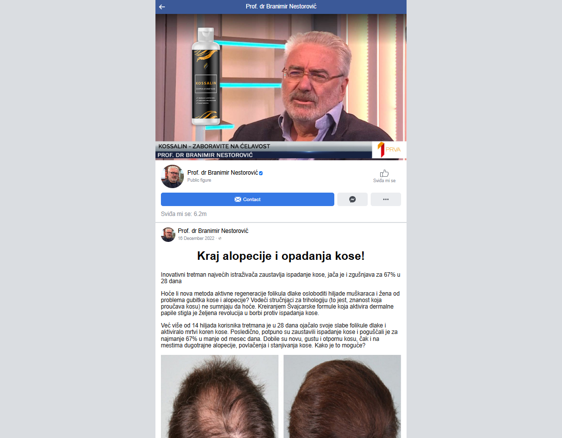 KOSSALIN ŠAMPON HAIR proizvod