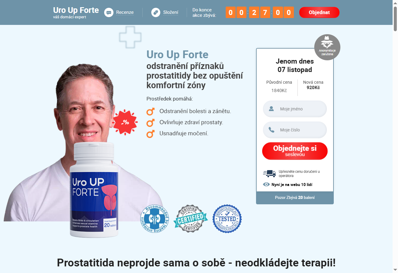 Uro UP Forte Prostatitis balení